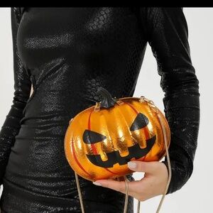 Halloween Pumpkin Sexy Metallic Shoulder or Clutch Bag